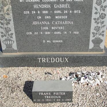 TREDOUX Hendrik Gabriel 1881-1973 &amp; Johanna Catharina BESTER 1891-1981