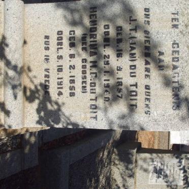 TOIT J.T., du 1857-1940 &amp; Hendrina H. GOOSEN 1858-1914  :: DU TOIT Johannes Tielman 1883-1958