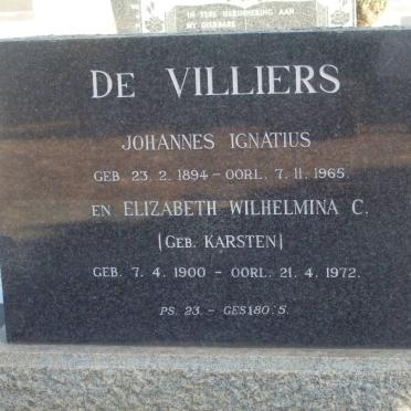 VILLIERS Johannes Ignatius, de 1894-1965 &amp; Elizabeth Wilhelmina C. KARSTEN 1900-1972