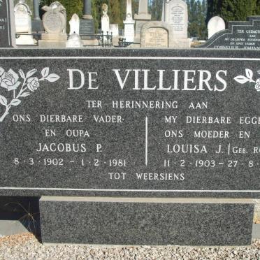 VILLIERS Jacobus P., de 1902-1981 &amp; Louisa J. ROUX 1903-1979