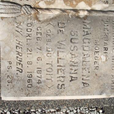 VILLIERS David, de 1873-1932 &amp; Magdalena Susanna DU TOIT 1874-1960