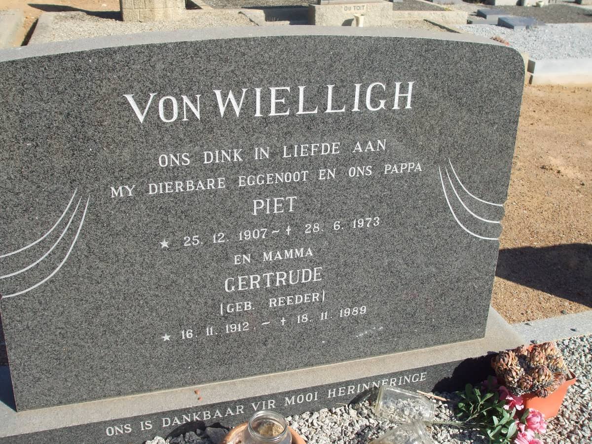 WIELLIGH Piet, von 1907-1973 &amp; Gertrude REEDER 1912-1989