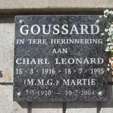 GOUSSARD Charl Leonard 1916-1995 &amp; M.M.G. 1920-2004