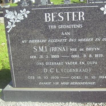 BESTER D.C.L. 1900-1994 &amp; S.M.I. DE BRUYN 1909-1979