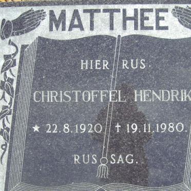 MATTHEE Christoffel Hendrik 1920-1980