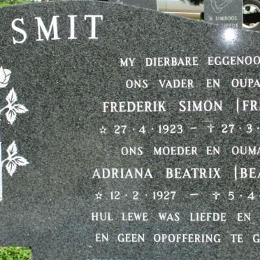 SMIT Frederik Simon 1923-1988 &amp; Adriana Beatrix 1927-1993