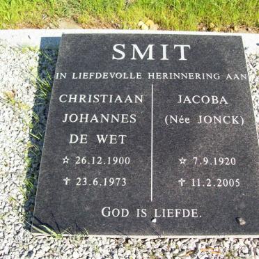 SMIT Christiaan Johannes de Wet 1900-1973 &amp; Jacoba JONCK 1920-2005