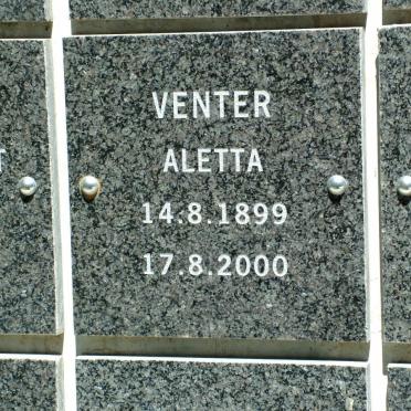 VENTER Aletta 1899-2000