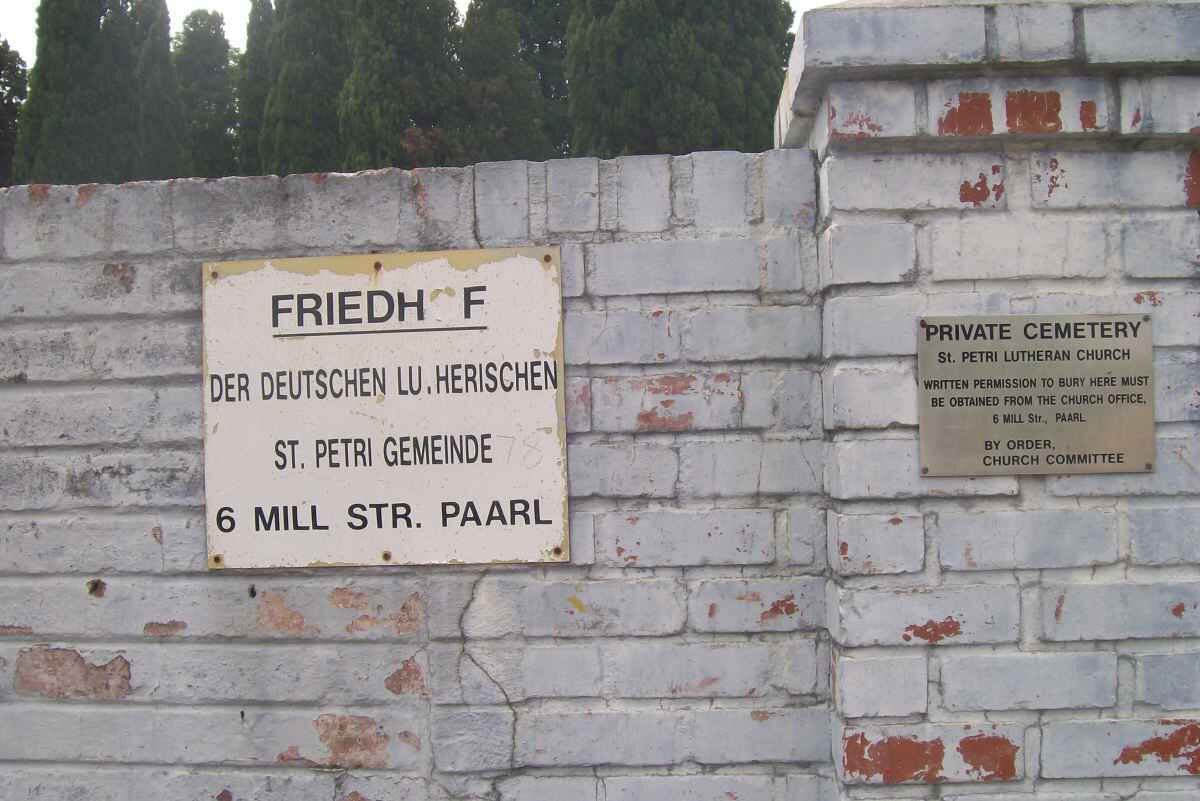2. Friedhof cemetery, 6 Mill street, Paarl