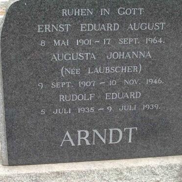 ARNDT Ernst Eduard August 1901-1964 &amp; Augusta Johanna LAUBSCHER 1907-1939 :: ARNDT Rudolf Eduard 1935-1939