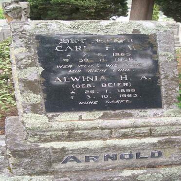 ARNOLD Carl F.W. 1885-1936 &amp; Alwinia H.A. BEIER 1888-1963