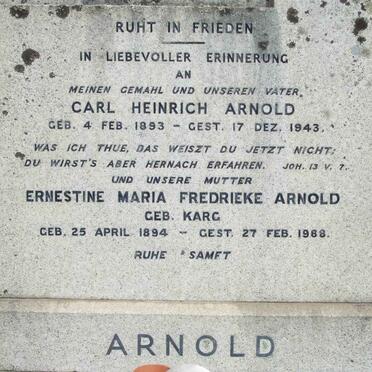 ARNOLD Carl Heinrich 1893-1943 &amp; Ernestine Maria Fredrieke KARG 1894-1988