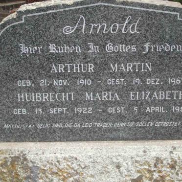 ARNOLD Arthur Martin 1910-1963 &amp; Huibrecht Maria Elizabeth 1922-1988