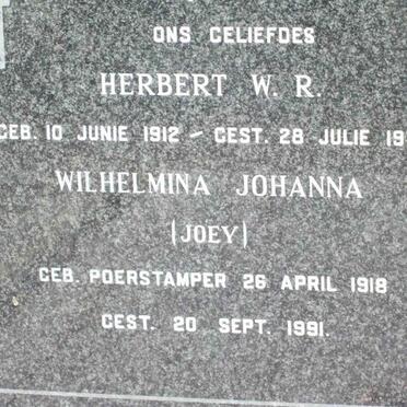 BOHLMANN Herbert W.R. 1912-1974 &amp; Wilhelmina Johanna POERSTAMPER 1918-1991