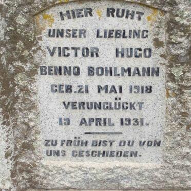 BOHLMANN Victor Hugo Benno 1918-1931