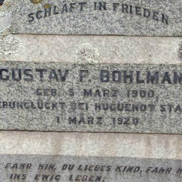 BOHLMANN Gustav F. 1900-1920