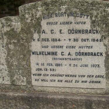 DORNBRACK F.A.C.E. 1884-1945 &amp; Wilhelmine C.A. ROSENSTRAUCH 1885-1973