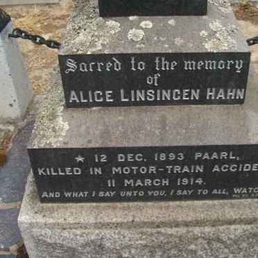 HAHN Alice Linsingen 1893-1914