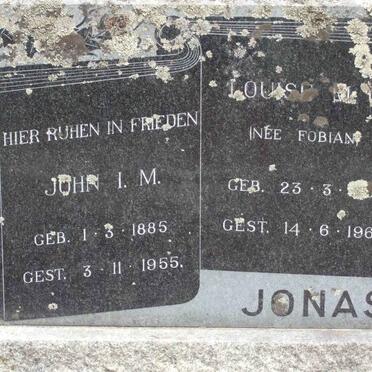 JONAS John I.M. 1885-1955 &amp; Louise M.G. FOBIAN 1??1-1966