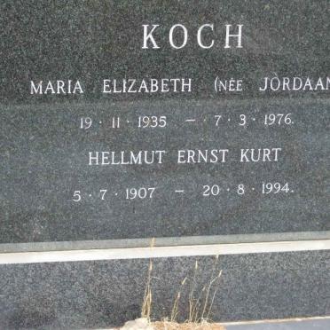 KOCH Hellmut Ernst Kurt 1907-1994 &amp; Maria Elizabeth JORDAAN 1935-1976