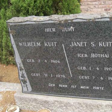 KUIT Wilhelm 1906-1979 &amp; Janet S. BOTHA 1905-1965