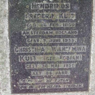 KUIT Hendrikus Frederik 1859-1935 &amp; Christina Wilhelmina FOBIAN -1950