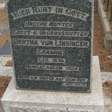 LINSINGEN Bertha, von 1830-1928