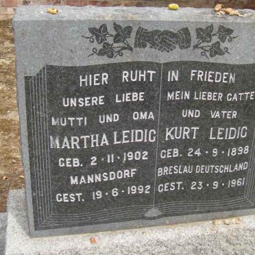 LEIDIG Kurt 1898-1961 &amp; Martha 1902-1992