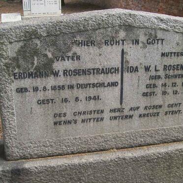ROSENSTRAUCH Erdmann W. 1858-1941 &amp; Ida W.L. SCHWENKE 1860-1953