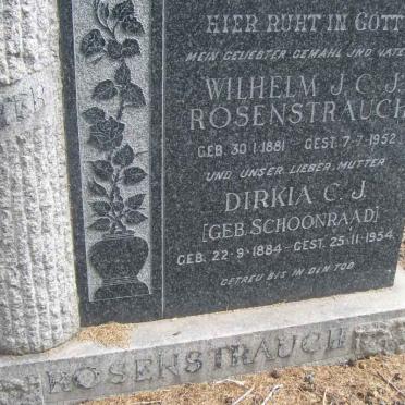 ROSENSTRAUCH Wilhelm J.C.J. 1881-1952 &amp; Dirkia C.J. SCHOONRAAD 1884-1954