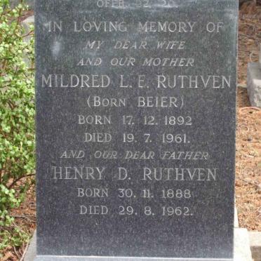 RUTHVEN Henry D. 1888-1962 &amp; Mildred L.F. BEIER 1892-1961