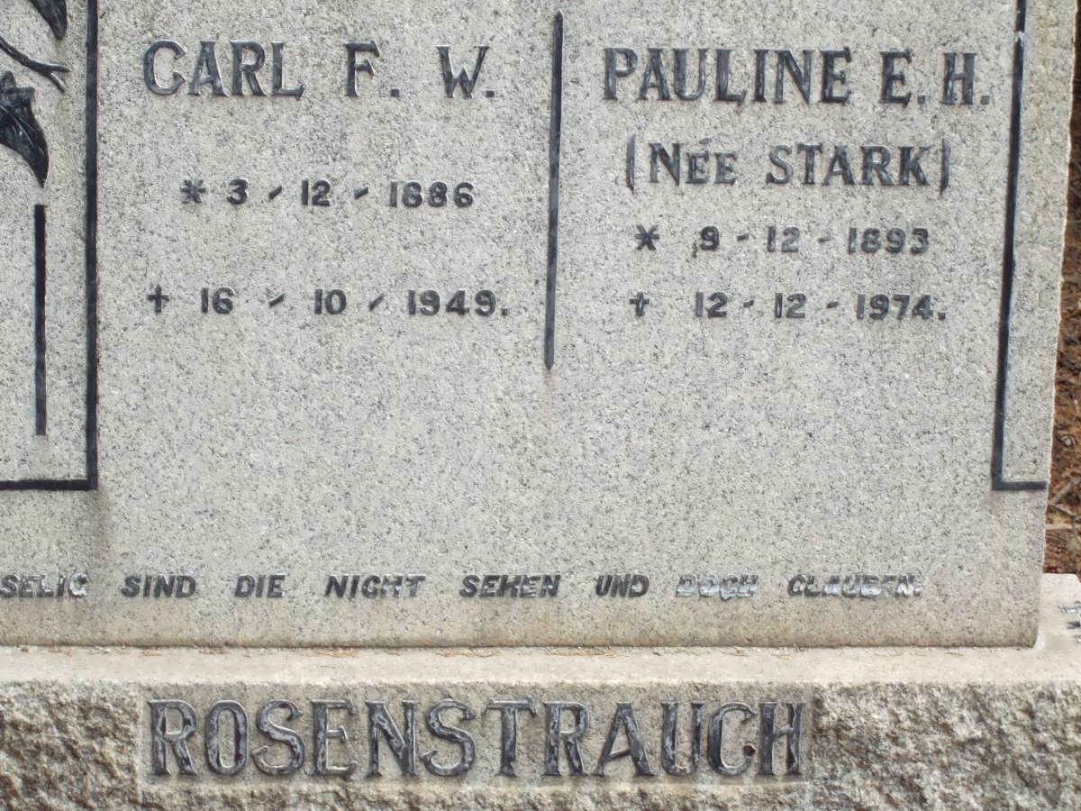 ROSENSTRAUCH Carl F.W. 1886-1949 &amp; Pauline E.H. STARK 1893-1974