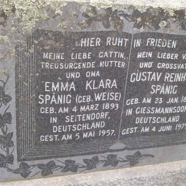 SPANIG Gustav Reinhold 1894-1979 &amp; Emma Klara WEISE 1893-1957