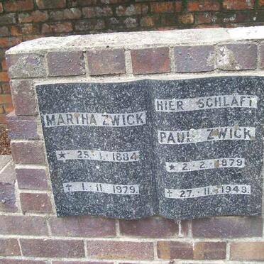 ZWICK Paul 1879-1949 &amp; Martha 1884-1979