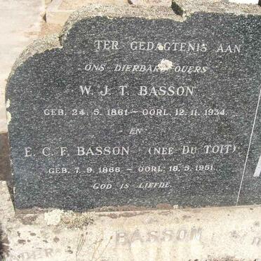 BASSON W.J.T. 1861-1934 &amp; E.C.F. DU TOIT 1866-1951