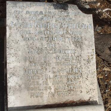 BUHLMANN Jakob Georg 1876-1928 &amp; Minnie Caroline BLACKMORE 1876-1940 :: BUHLMANN Baby :: DE KLERK Minnie -1991