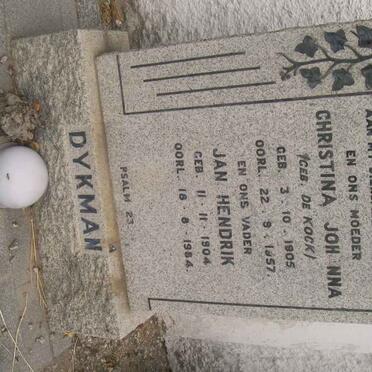 DYKMAN Jan Hendrik 1904-1984 &amp; Christina Johanna DE KOCK 1905-1957