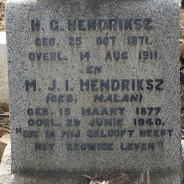 HENDRIKSZ H.G. 1871-1911 &amp; M.J.I. MALAN 1877-1940