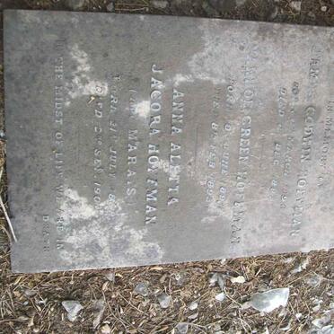 HOFFMAN Anna Aletta Jacoba nee MARAIS 1888-190? :: HOFFMAN James Godwin 1896-1898 :: HOFFMAN Ivanhoe Green 189?-1893