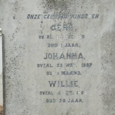 JOUBERT Gert -1883 :: JOUBERT Johanna -1887 :: JOUBERT Willie -1904