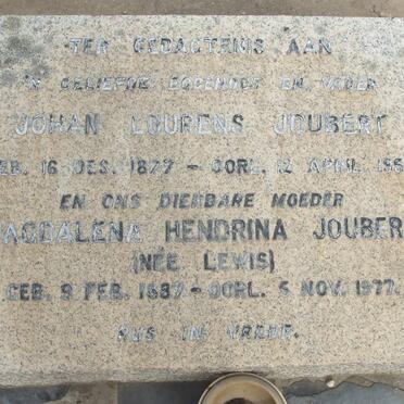 JOUBERT Johan Lourens 1877-1956 &amp; Magdalena Hendrina LEWIS 1887-1977