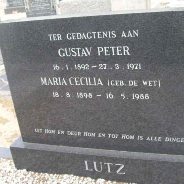 LUTZ Gustav Peter 1892-1971 &amp; Maria Cecilia DE WET 1898-1988