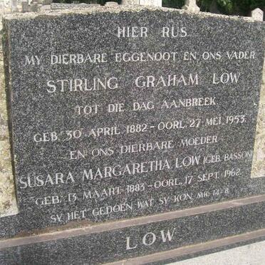 LOW Stirling Graham 1882-1953 &amp; Susara Margaretha BASSON 1883-1962