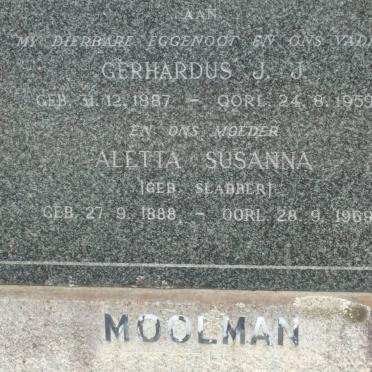 MOOLMAN Gerhardus J.J. 1887-1959 &amp; Aletta Susanna SLABBER 1888-1969
