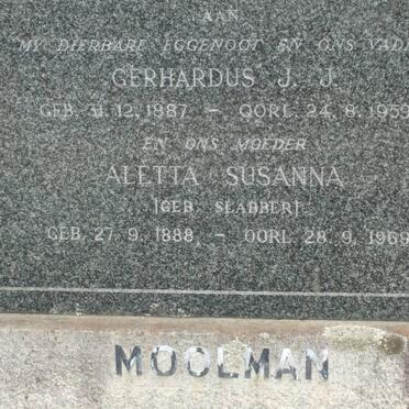 MOOLMAN Gerhardus J.J. 1887-1959 &amp; Aletta Susanna SLABBER 1888-1969