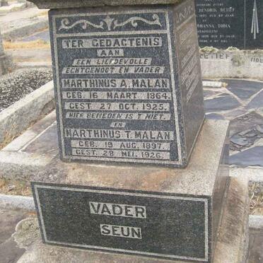 MALAN Marthinus A. 1864-1925 :: MALAN Marthinus T. 1897-1926