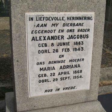 NIEKERK Alexander Jacobus, van 1863-1943 &amp; Maria Adriana 1868-1954