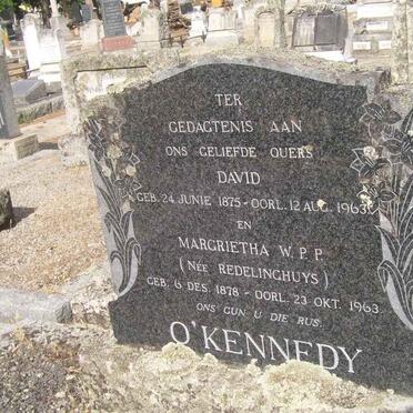 O'KENNEDY David 1875-1963 &amp; Margrietha W.P.P. REDELINGHUYS 1878-1963