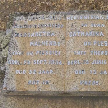 PLESSIS Catharina, du nee THERON -1927 :: MALHERBE Margaretha nee DU PLESSIS -1936
