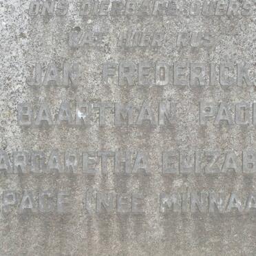 PACE Jan Frederick Baartman &amp; Magaretha Elizabeth MINNAAR